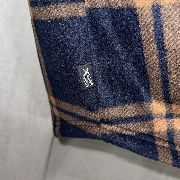 Eddie Bauer Boys XL Faux Shearling Lined Fleece Plaid Navy Brown Ivory Shacket - Picture 8 of 12